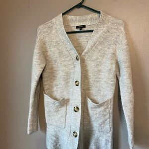 Quince Light Gray Button-Up Cardigan